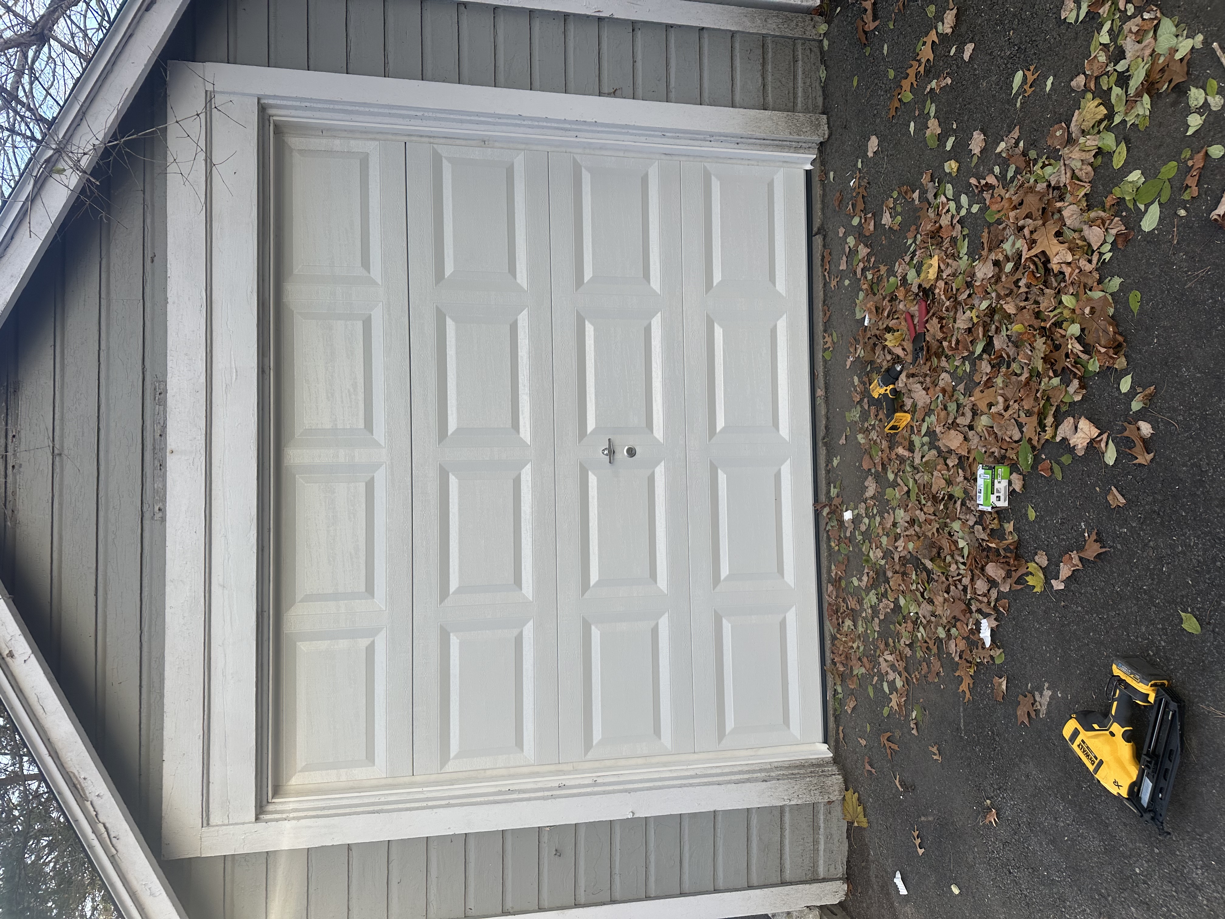 Completed single-car residential garage door installation